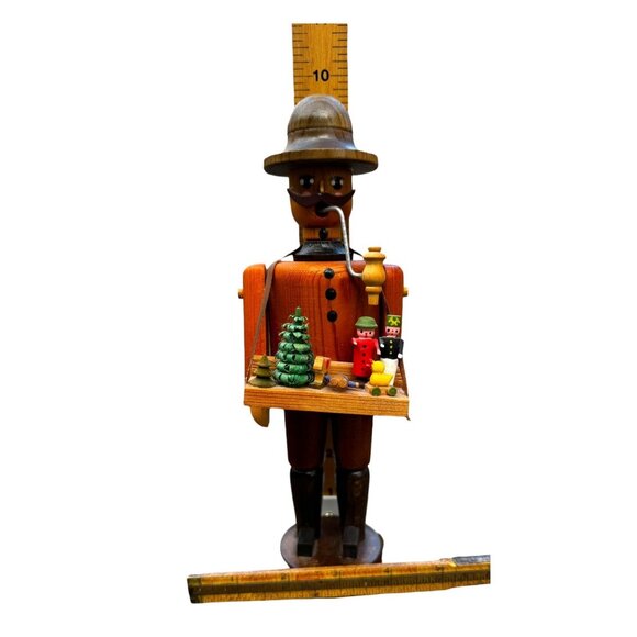 Vtg Erzgenbirge Wooden Incence Smoker Rauchermanner Toy Seller Germany 9.5" - Picture 9 of 9